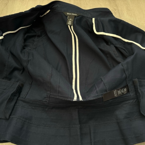 White House Black Market (WHBM) Dark Navy Blue Skirt Suit Silver Tone Hardware - Picture 7 of 11